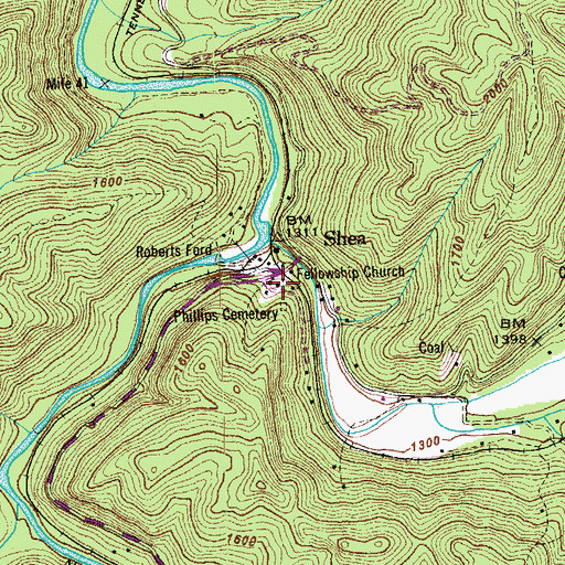 Topographic Map of Fellowship Church, TN