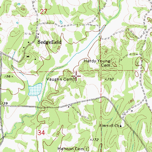 Topographic Map of Vaughn Cemetery, AL