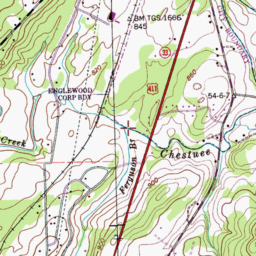 Topographic Map of Ferguson Branch, TN