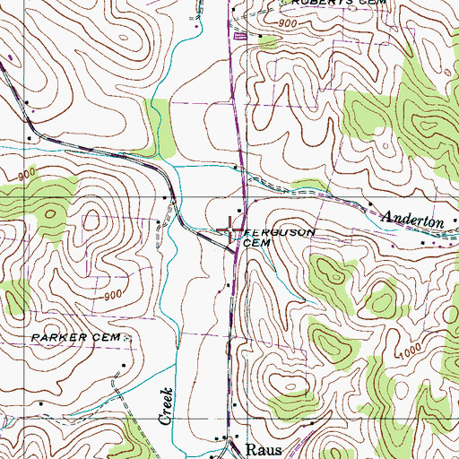 Topographic Map of Ferguson Cemetery, TN