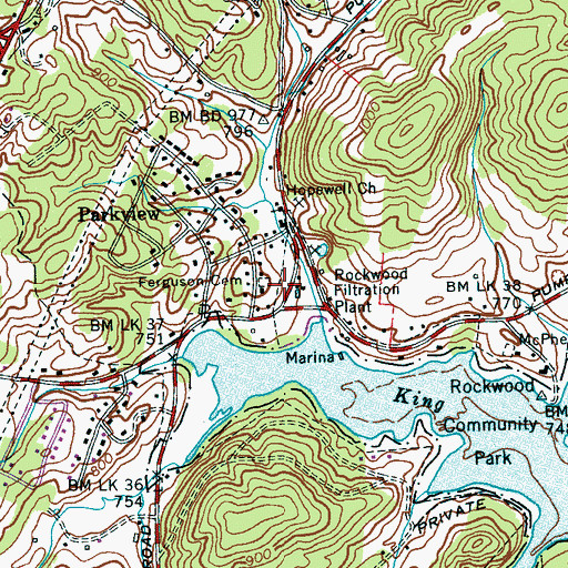 Topographic Map of Ferguson Cemetery, TN