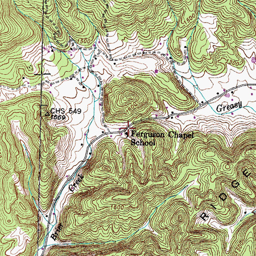 Topographic Map of Ferguson Chapel School, TN