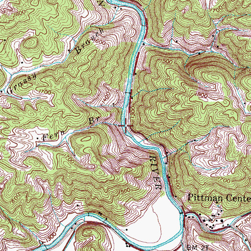 Topographic Map of Fern Branch, TN