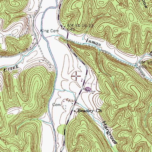 Topographic Map of Fernvale School, TN