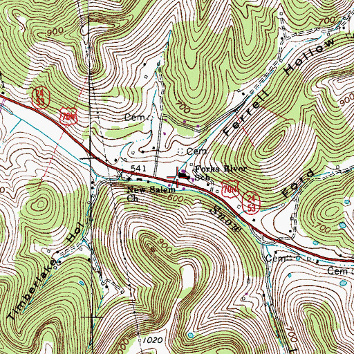 Topographic Map of Ferrell Hollow, TN