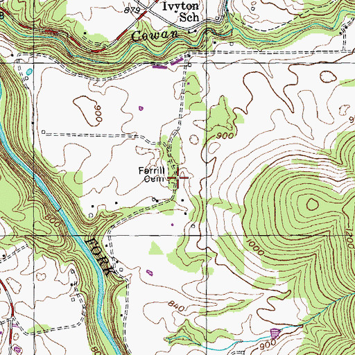 Topographic Map of Ferrill Cemetery, TN
