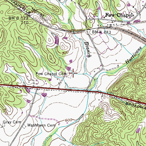 Topographic Map of Few Chapel Cemetery, TN