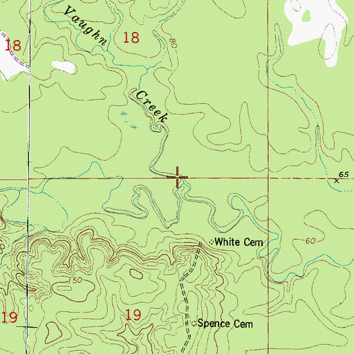 Topographic Map of Vaughn Creek, AL