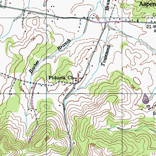 Topographic Map of Fiducia Church, TN