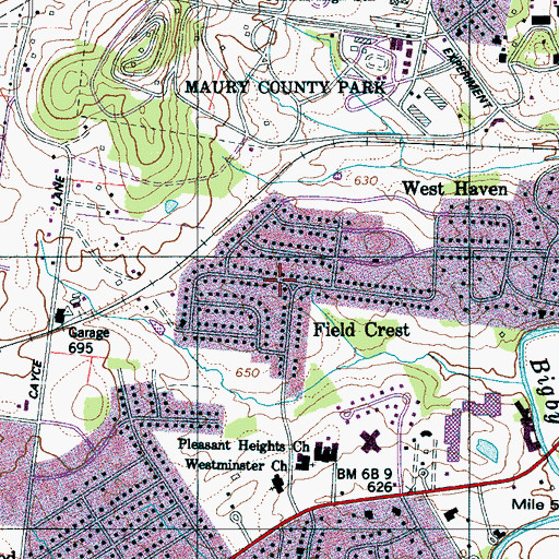 Topographic Map of Field Crest, TN