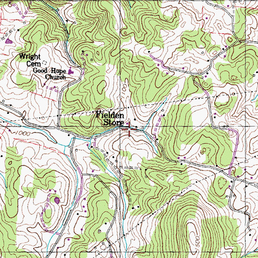 Topographic Map of Fielden Store, TN