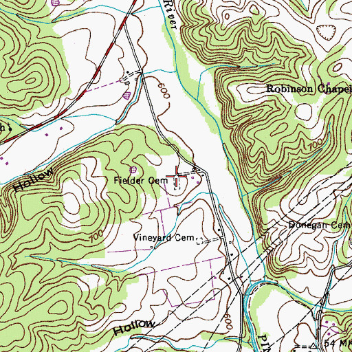 Topographic Map of Fielder Cemetery, TN