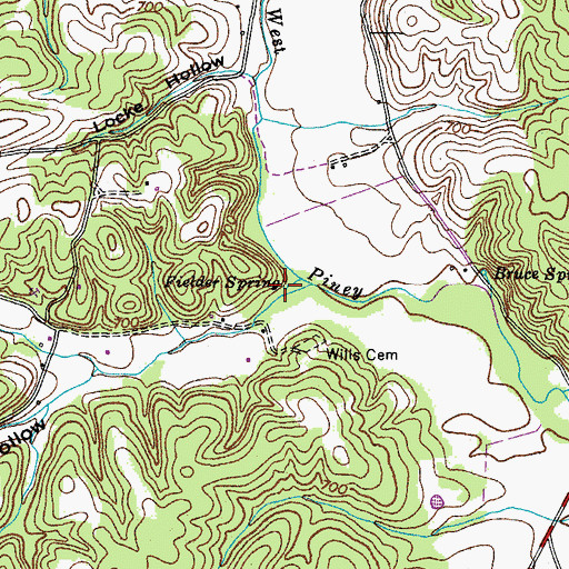 Topographic Map of Fielder Spring, TN