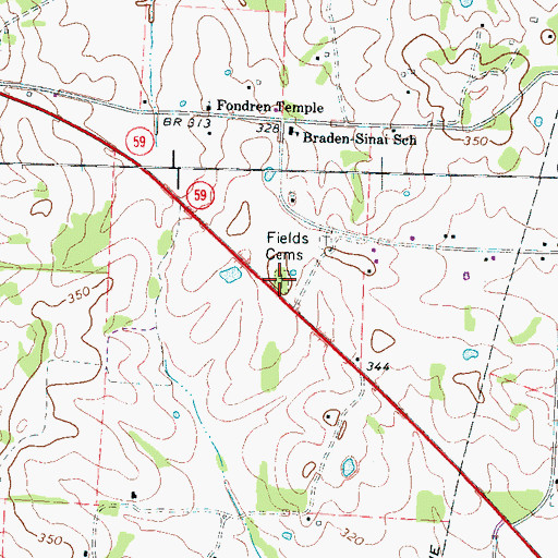 Topographic Map of Melton Cemetery, TN