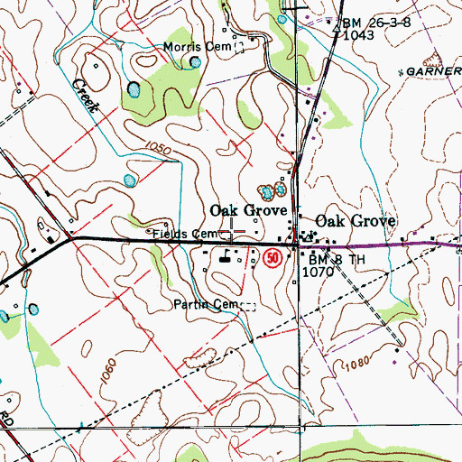 Topographic Map of Fields Cemetery, TN