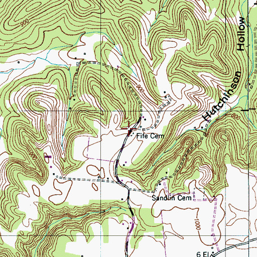 Topographic Map of Fife Cemetery, TN