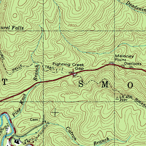 Topographic Map of Fighting Creek Gap, TN