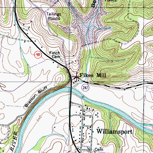 Topographic Map of Fikes Mill, TN