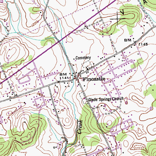 Topographic Map of Fincastle, TN