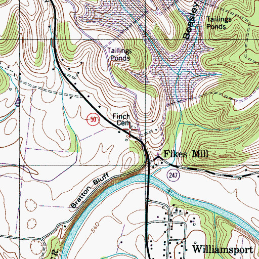 Topographic Map of Finch Cemetery, TN