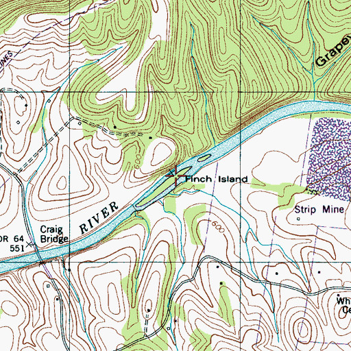 Topographic Map of Finch Island, TN