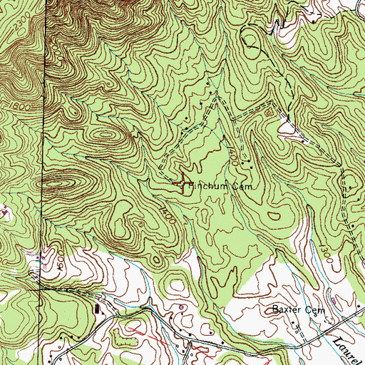 Topographic Map of Finchum Cemetery, TN