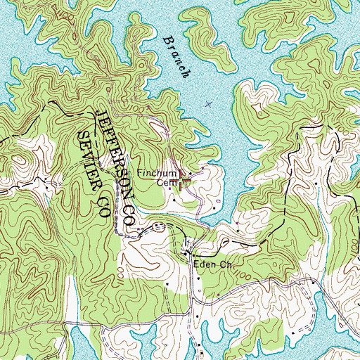 Topographic Map of Finchum Cemetery, TN
