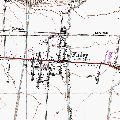 Topographic Map of Finley, TN