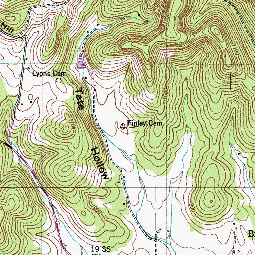 Topographic Map of Finley Cemetery, TN