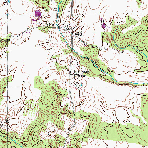 Topographic Map of Finley Cemetery, TN