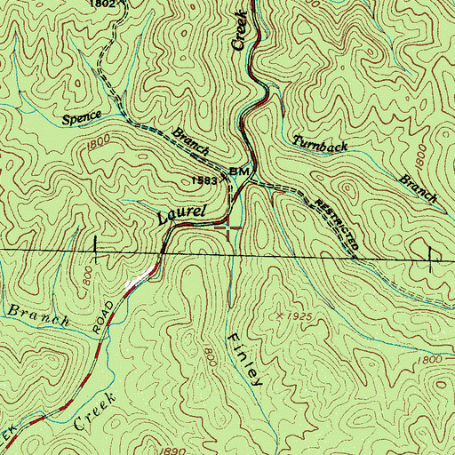 Topographic Map of Finley Cove, TN