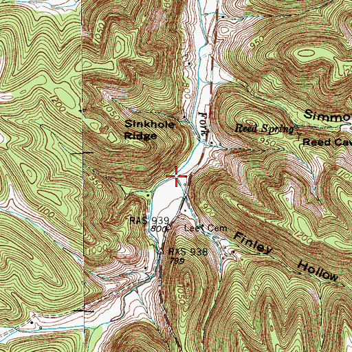 Topographic Map of Finley Hollow, TN