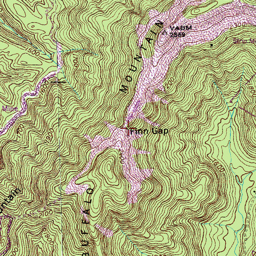 Topographic Map of Finn Gap, TN