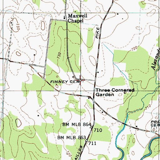 Topographic Map of Finney Cemetery, TN