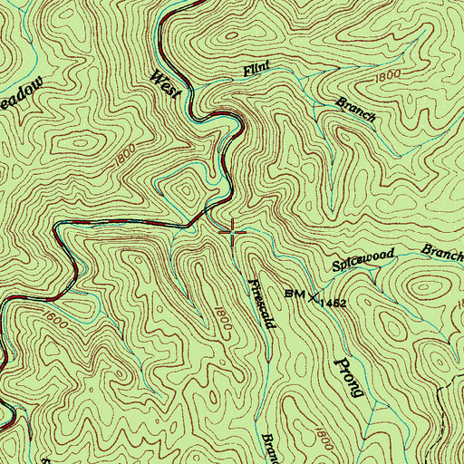 Topographic Map of Firescald Branch, TN