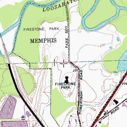 Topographic Map of Firestone Park, TN