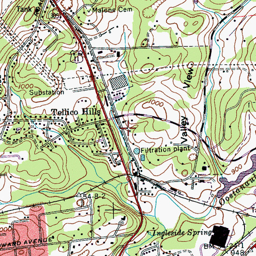 Topographic Map of First Bible Church, TN