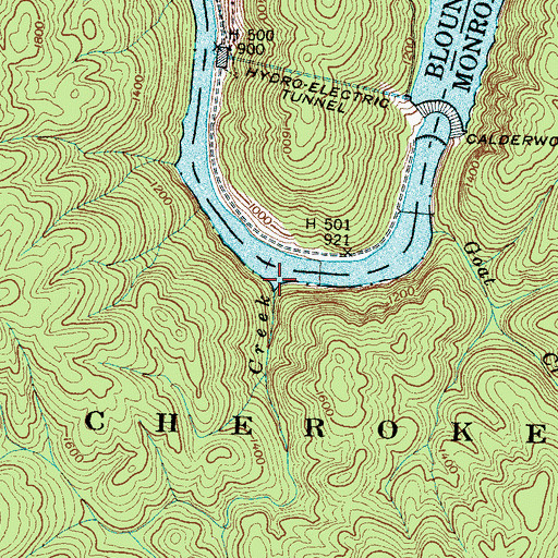 Topographic Map of First Creek, TN