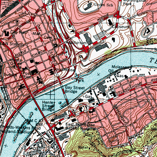 Topographic Map of First Creek, TN