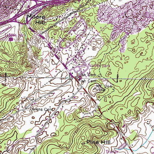 Topographic Map of Fish Cemetery, TN
