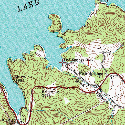 Topographic Map of Fish Springs Dock, TN