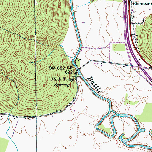 Topographic Map of Fish Trap Spring, TN