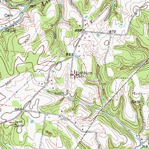 Topographic Map of Fishburn Cemetery, TN