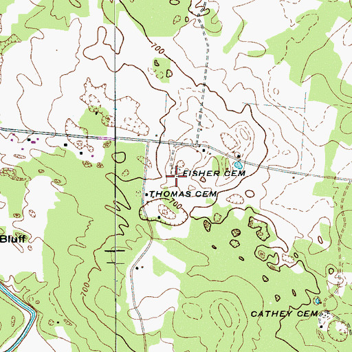 Topographic Map of Fisher Cemetery, TN