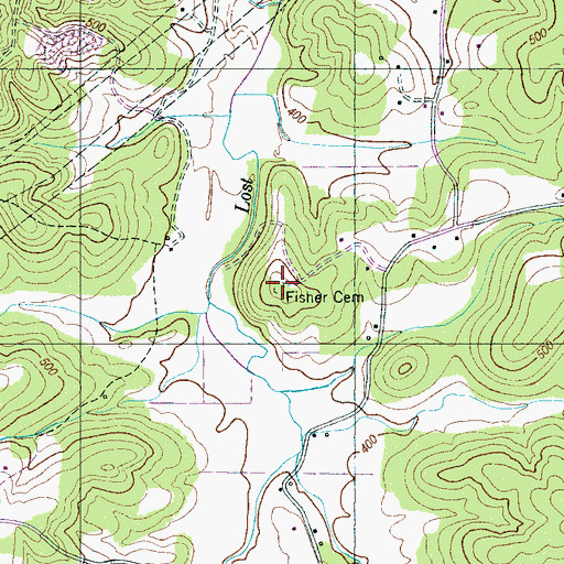 Topographic Map of Fisher Cemetery, TN