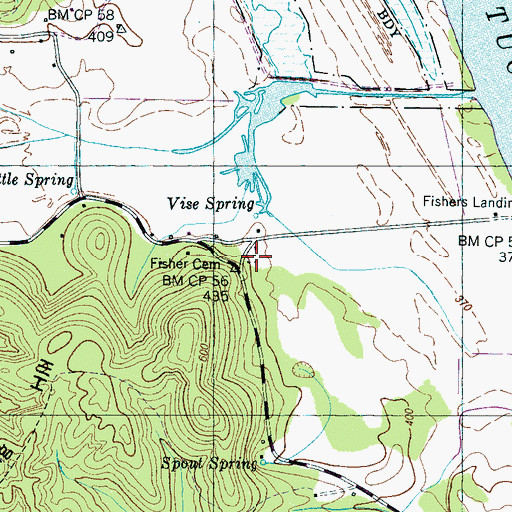 Topographic Map of Fisher Cemetery, TN