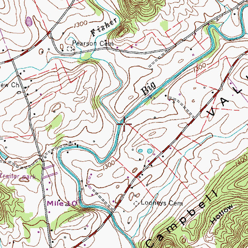 Topographic Map of Fisher Creek, TN