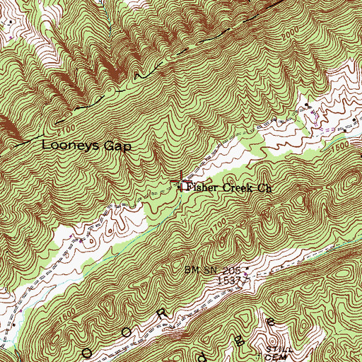 Topographic Map of Fisher Creek Church, TN