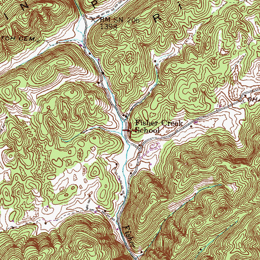 Topographic Map of Fisher Creek School, TN