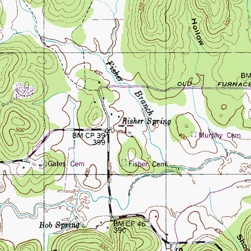 Topographic Map of Fisher Spring, TN